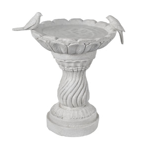 Garden Bird Bath Statue with Decorative Basin - Resin - 16.54" High