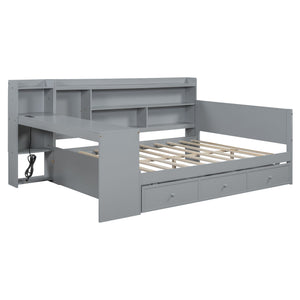 Daybed With 3 Drawers USB Ports And Desk