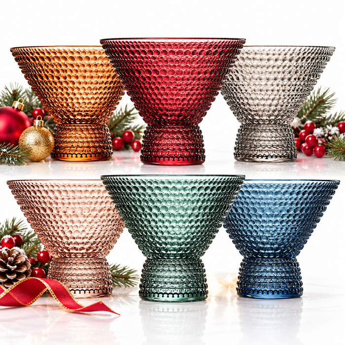 Tonal Hobnail Martini Cocktail Glassware, Set of 6
