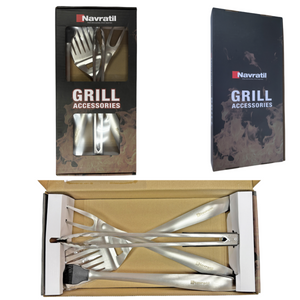 BBQ Tool Set with Cast Iron Frying Pan and Outdoor Kitchen Accessories