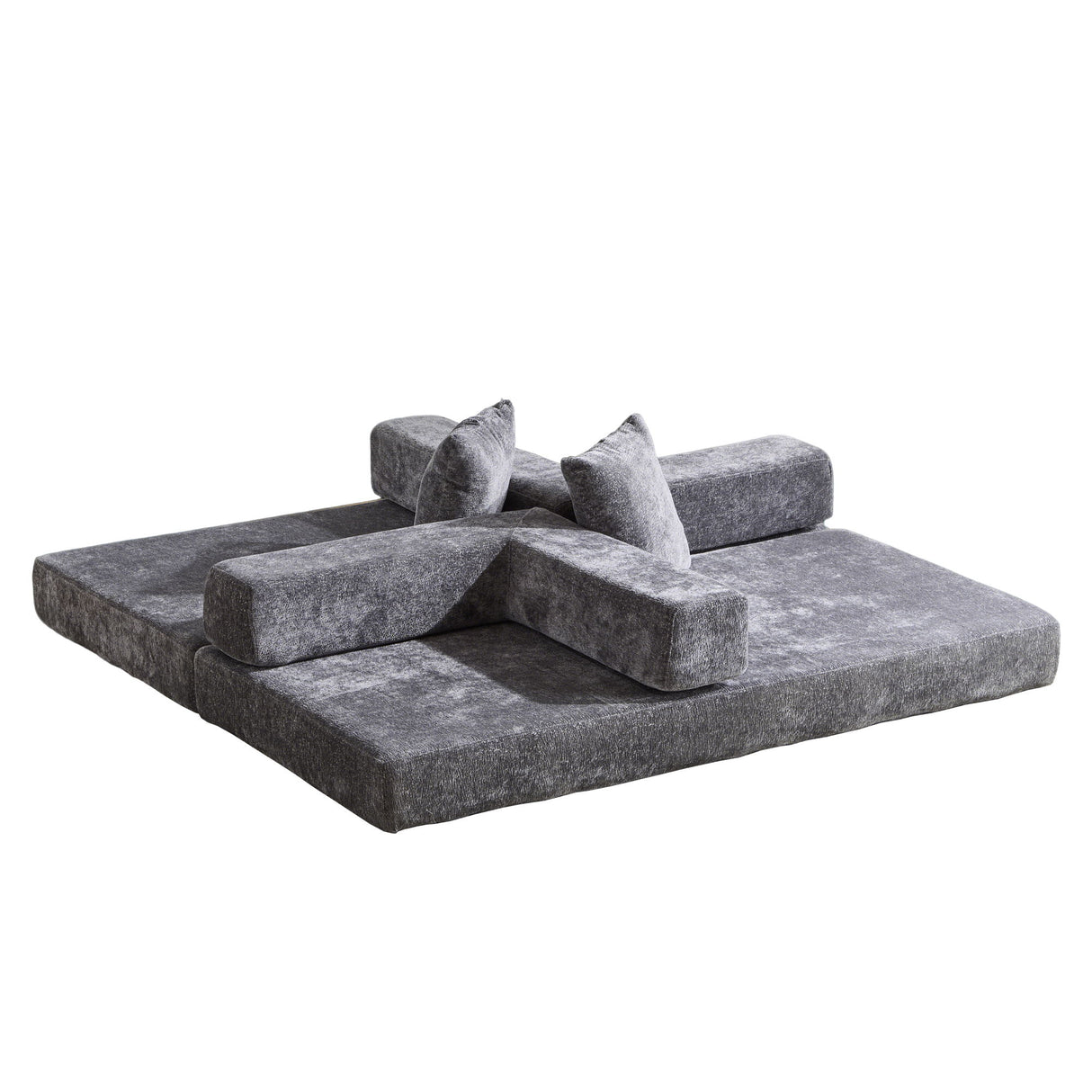 Convertible Floor Sofa Bed With Pillow Back Support Armrest