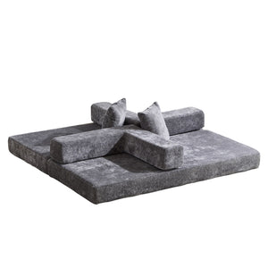 Convertible Floor Sofa Bed With Pillow Back Support Armrest