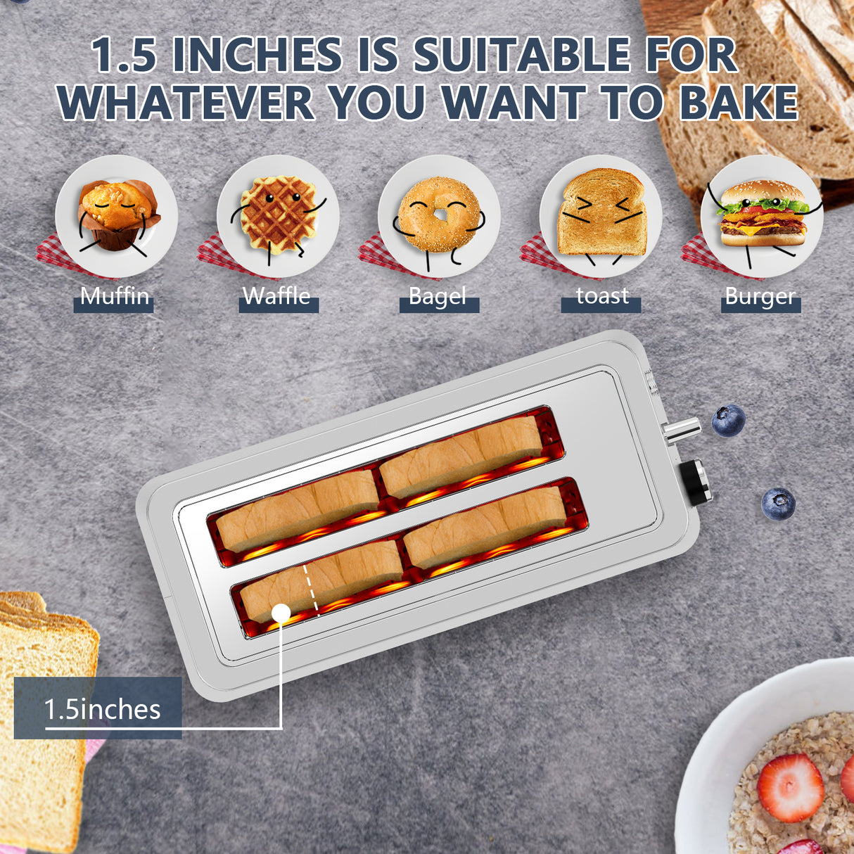 4-Slice Extra Wide Long Slot Stainless Steel Toaster