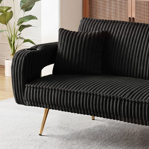74.01 Inch Corduroy Sofa Bed with Pillows