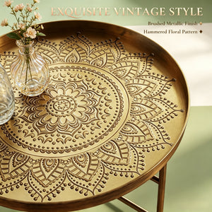 Hammered Floral Pattern Center Table