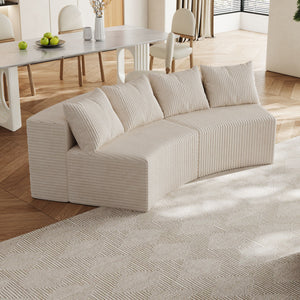Curved Sectional Sofa With 4 Pillows, Modular Semi Circular Design