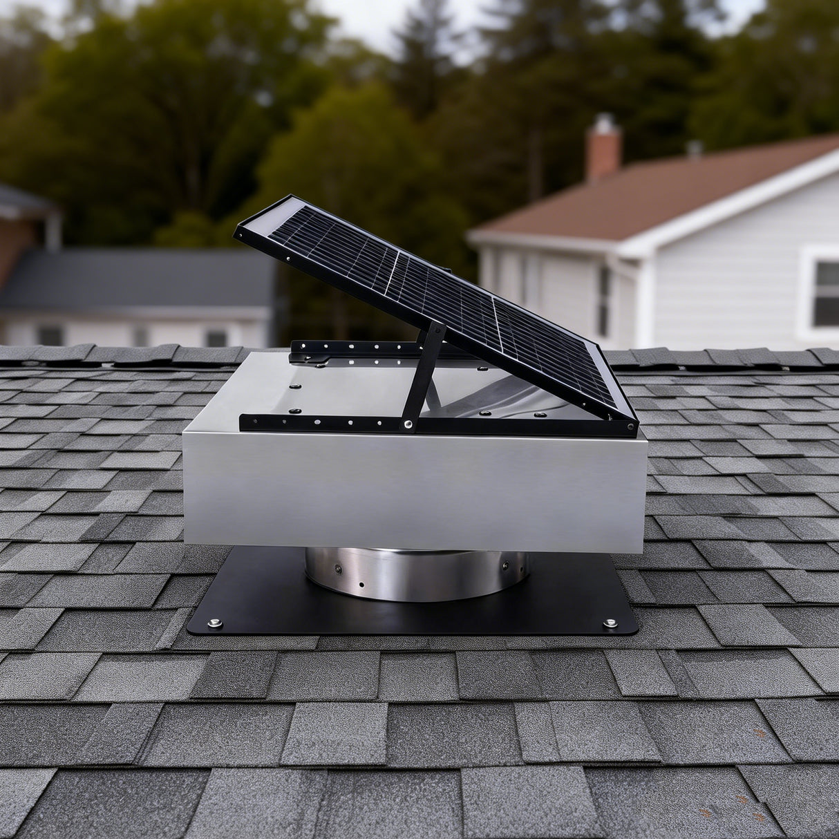 12" Stainless Steel Solar Roof Vent Fan, 40W Tilt Adjustable Solar Panel