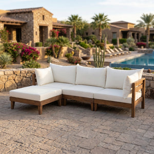 TOPMAX Outdoor Large Daybed Acacia Wood 6-Piece Patio Sofa Set