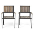 Vermilion - Outdoor Dining Chair With Vertical Slat And Wooden Arm - Best Buy Furniture