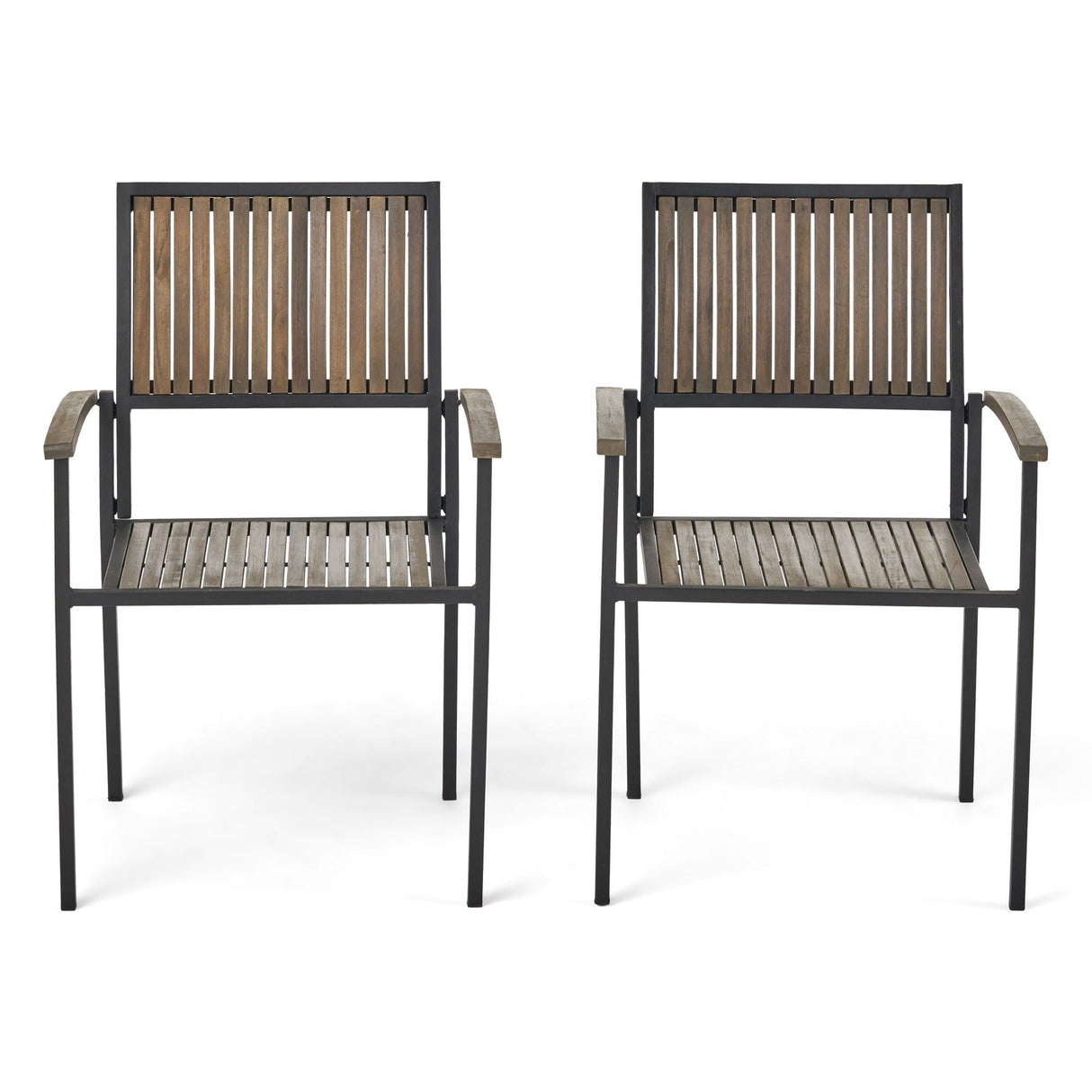 Vermilion - Outdoor Dining Chair With Vertical Slat And Wooden Arm - Best Buy Furniture