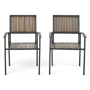 Vermilion - Outdoor Dining Chair With Vertical Slat And Wooden Arm - Best Buy Furniture