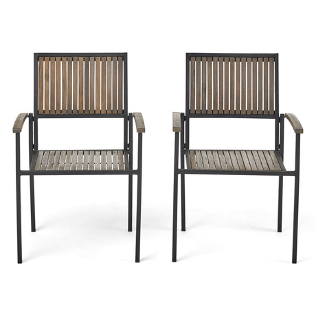 Vermilion - Outdoor Dining Chair With Vertical Slat And Wooden Arm - Best Buy Furniture