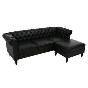 U-style 85" Modern 4-Seater L-Shaped Sectional Sofa with Storage Ottoman