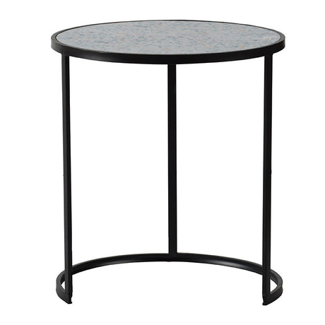 Round End Table Set of 2 with Sturdy Metal Frame for Small Spaces