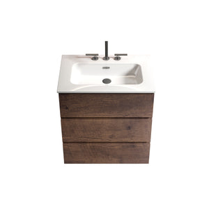 TIA 24-Inch Walnut Bathroom Vanity with Ceramic Sink, Walnut