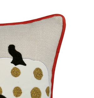 Halloween Pumpkin Embroidered Throw Pillow – Spooky Polka Dot