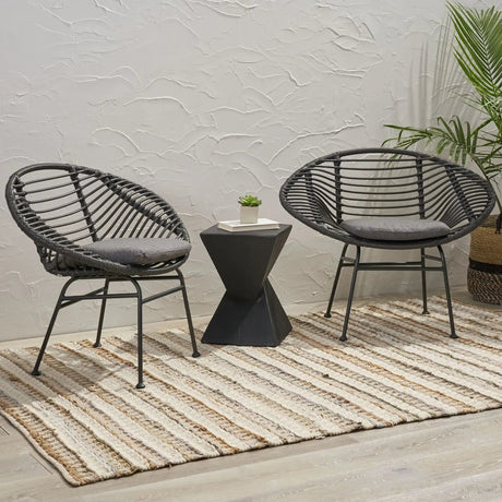 Cordella - Outdoor Woven Wicker Chairs With Cushions, (Set of 2) - Best Buy Furniture