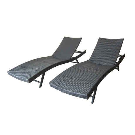 Wicker Chaise With Adjustable Reclining Seats (Set of 2) - Gray - Best Buy Furniture
