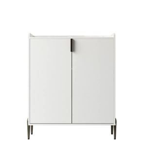 2 Door Wine Bar Cabinet With Adjustable Shelf, Soft-Closing Hinges, And High Feet - White