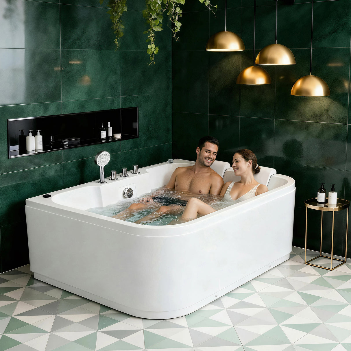 KORRA 61 Inch Acrylic Whirlpool Massage Bathtub for 2 Person