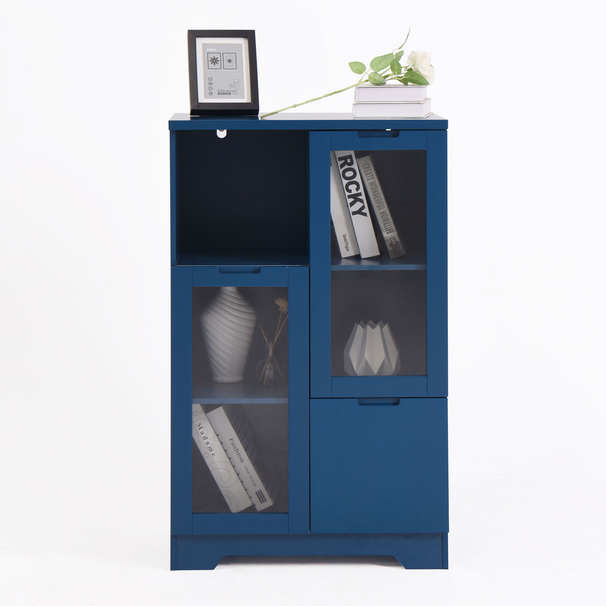 Modern Cabinet With Glass Doors And Drawer