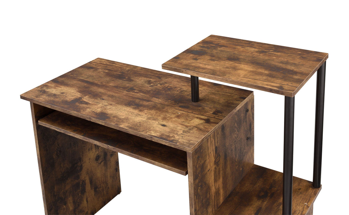 Lyphre - Computer Desk - Weathered Oak / Black - Best Buy Furniture