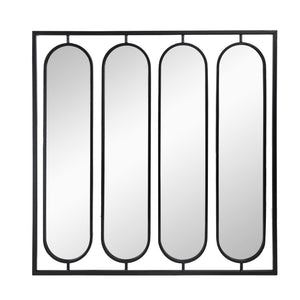 Large 4 Oval Wall Mirror With Square Frame, Home Decor For Living Room, Bedroom, Entryway, Office - Black