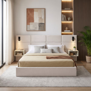 Soft, Comfortable, Luxurious Upholstered Smart Bed with Reading Light - King