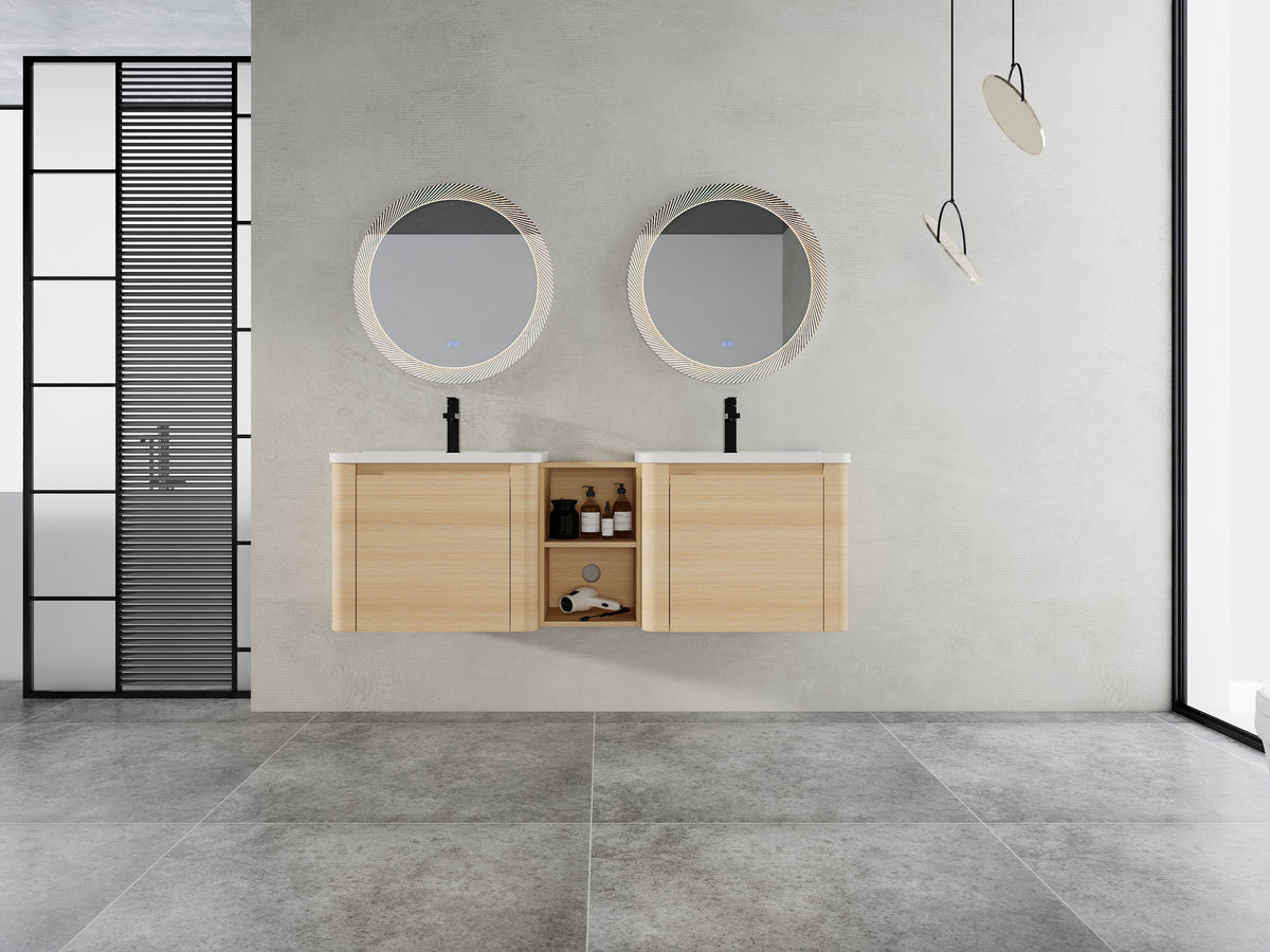 60'' Wall-Mounted Bathroom Vanity with Storage