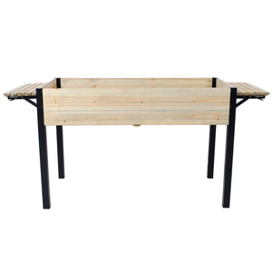 Raised Garden Bed With Metal Legs And Folding Storage Shelf