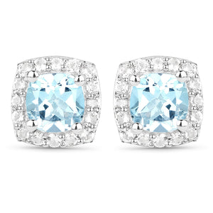 4.62 Carat Genuine Blue Topaz and White Topaz .925 Sterling Silver 3 Piece Jewelry Set (Ring, Earrings, and Pendant w/ Chain)
