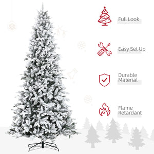 HOMCOM 9 Foot Pine Snow Flocked Artificial Christmas Tree