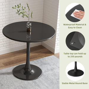 Modern Round Dining Table - Black ∅31.5''