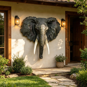 15.75" Wide Realistic Elephant Head Wall Sculpture