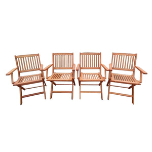 Foldable Patio Dining Set With 4 Folding Chairs For Indoor And Outdoor Use - Teak