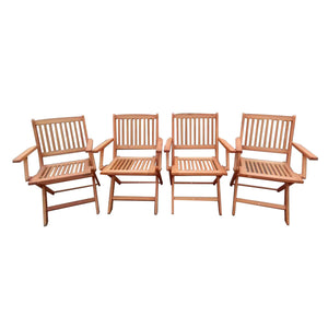 Foldable Patio Dining Set, Folding Chairs, Indoor And Outdoor Universal (Set of 4) - Teak