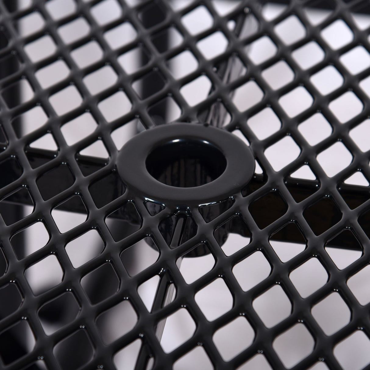 Square Outdoor Steel Picnic Table, With Umbrella Pole