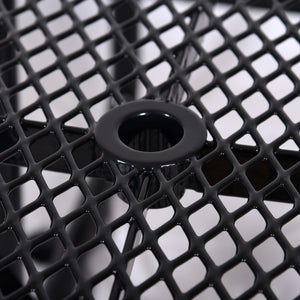Square Outdoor Steel Picnic Table, With Umbrella Pole