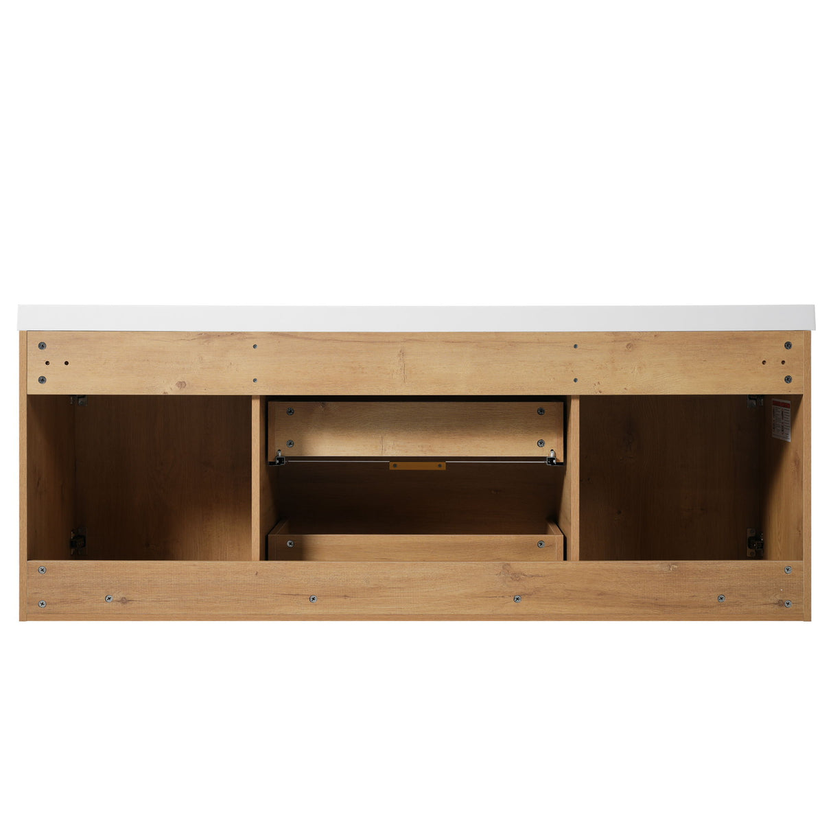 Double Sink Bathroom Vanity Soft Close Doors, Divided Drawers, Wall Mounted - Wood