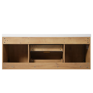 Double Sink Bathroom Vanity Soft Close Doors, Divided Drawers, Wall Mounted - Wood