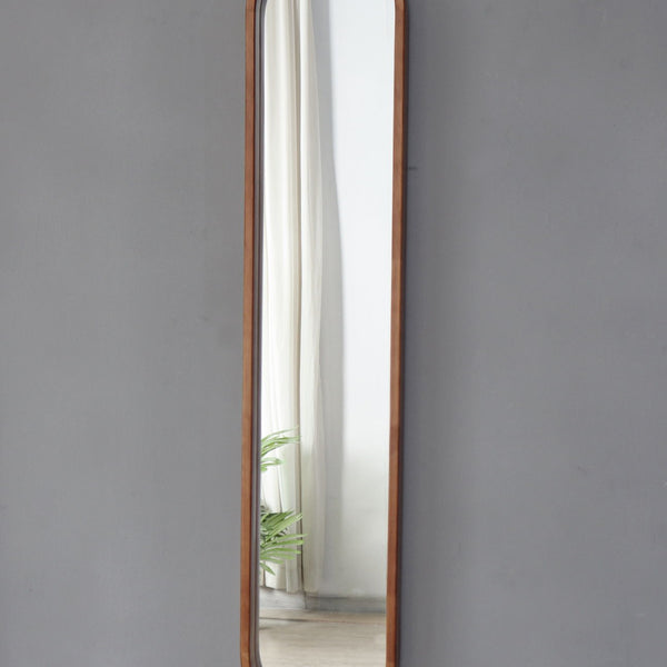 Decorative Rubber Frame Mirror With Elongated Oval Frame - Brown
