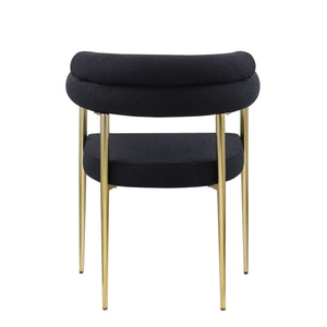 Dining Chairs (Set of 2), Mid-Century Modern Dining Chairs, Kitchen Dining Room Chairs, Round Boucle Backrest Sherpa Dining Chair With Brushed Metal Legs