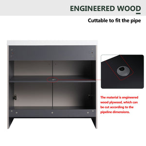 Contemporary Freestanding Bathroom Vanity With Resin Sink & Soft-Close Cabinet Doors