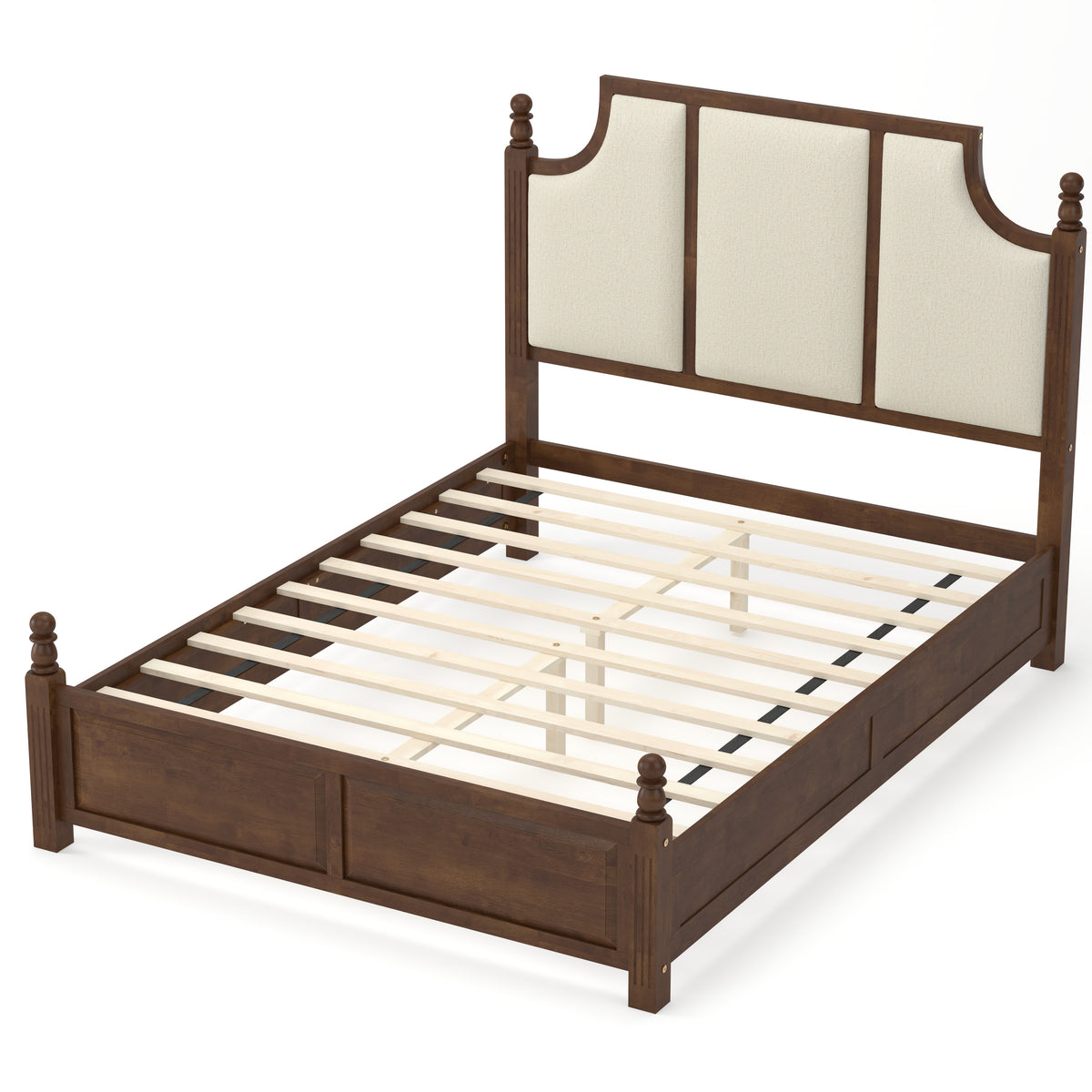 Queen Size Farmhouse Solid Wood Platform Bed Frame, with 50.8" Tall
