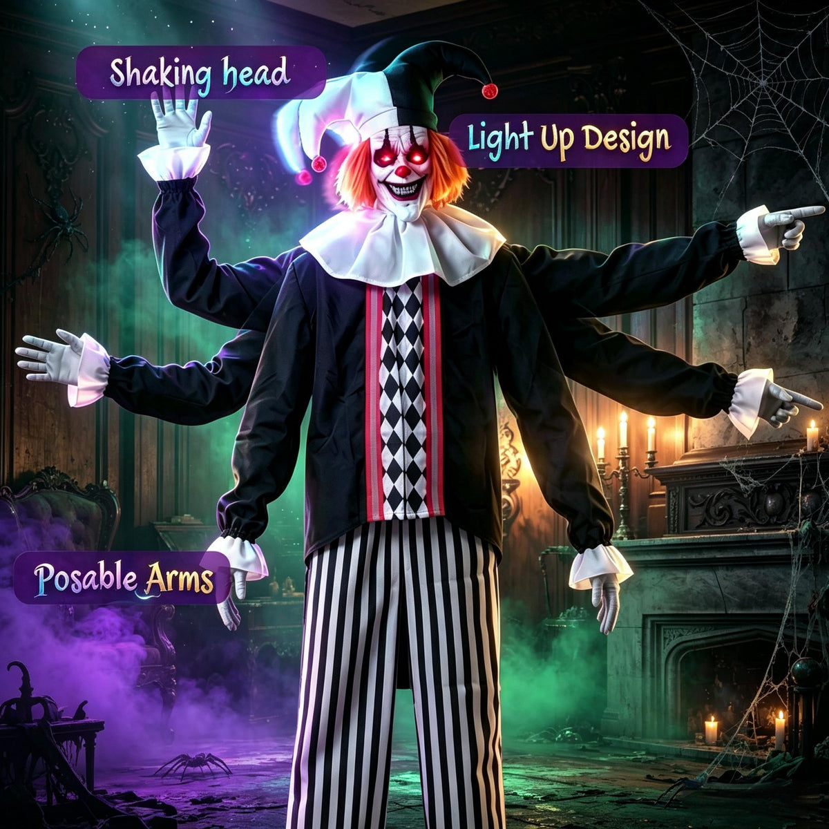 Frightening Giant Clown Prop with Realistic Facial Expressions