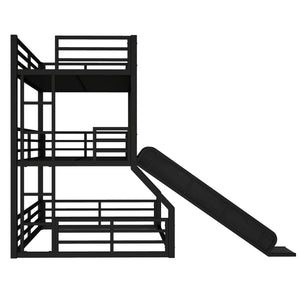 Twin Over Twin Over Full Bunk Bed with Slide