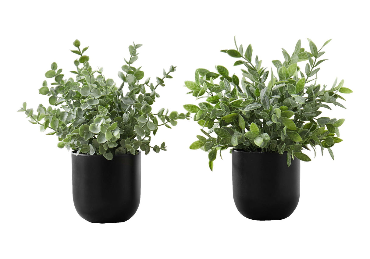 11" Tall, Artificial Plant, Eucalyptus Grass, Indoor, Faux, Fake, Table, Greenery, Potted, Decorative (Set of 2) - Green / Black - Best Buy Furniture