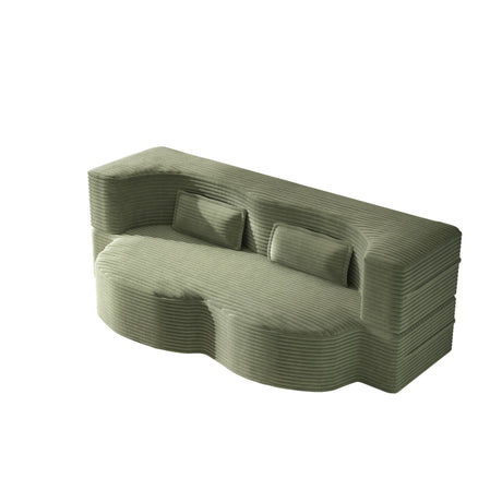 Modern Floor Sofa With 2 Pillows, Convertible Twin Size Folding Mattress For Living Room