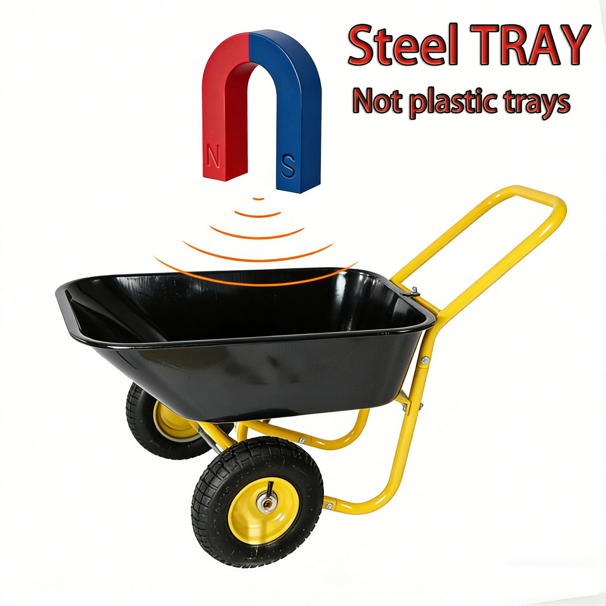 Two-Wheeled Barrow, Garden Cart with 10-Inch Pneumatic Wheels