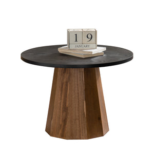 Round Coffee Table - Sturdy Pedestal Wooden Tea Table for Living Room